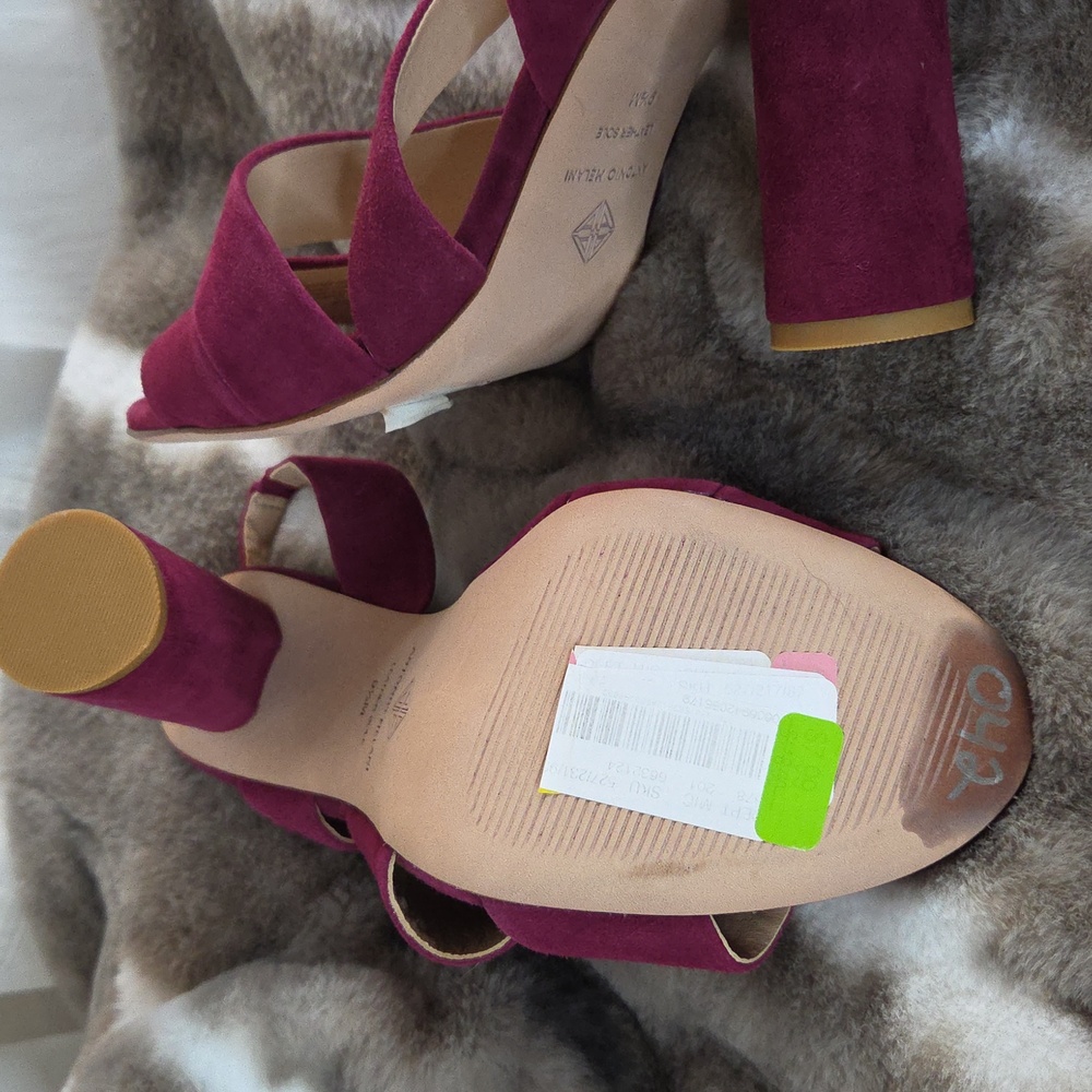 Antonio Melanie NWT Heeled Sandal Sling Back Magenta Suede Leather 9.5 M - Picture 8 of 16